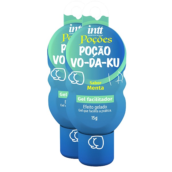 Poção Vo-da-ku Gel Facilitador Gelado Intt Sabor Menta 15g - Kit 2 und