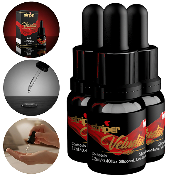 Striper Veludão Silicone Lubrificante em Gel Intt 12ml - Kit 3 und