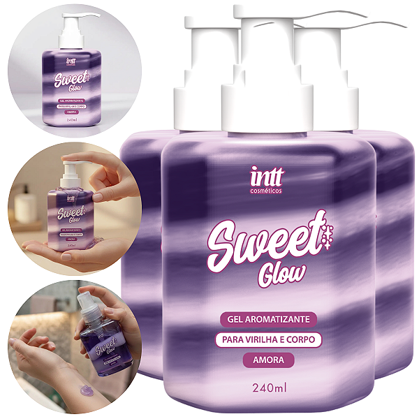 Sweet Glow Amora Gel Hidratante Corporal Intt Sabor Amora 240ml - Kit 3 und