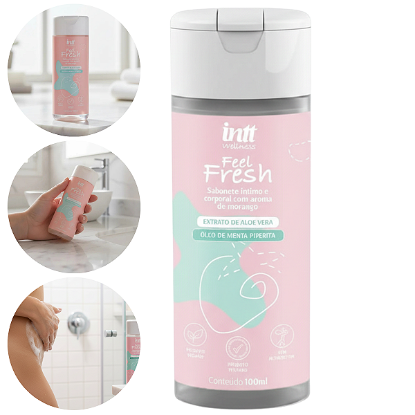 Feel Fresh Sabonete Líquido Íntimo e Corporal Intt Morango 100ml