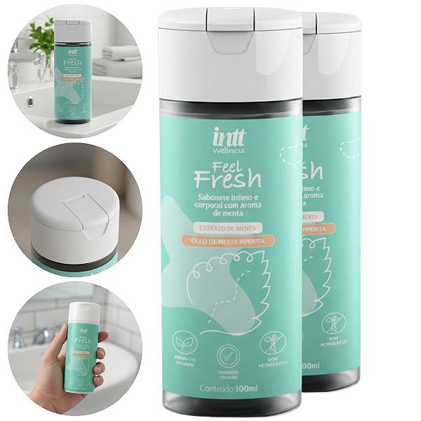 Feel Fresh Sabonete Líquido Íntimo e Corporal Intt Menta 100ml - Kit 2 und