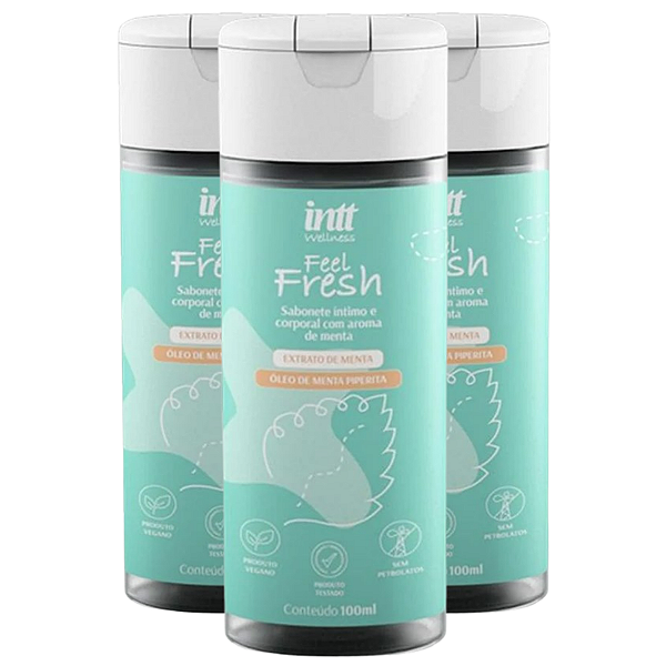 Feel Fresh Sabonete Líquido Íntimo e Corporal Intt Menta 100ml - Kit 3 und