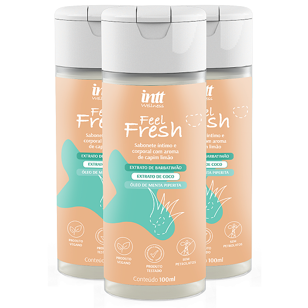 Feel Fresh Sabonete Líquido Íntimo e Corporal Intt Capim Limão 100ml - Kit 3 und