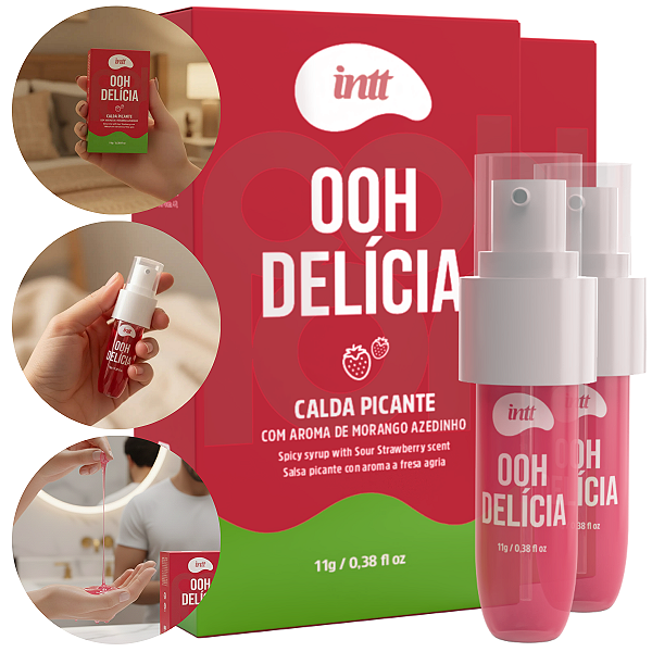 Ooh Delícia Calda Pulsante Picante Intt Morango Azedinho 11g - Kit 2 und