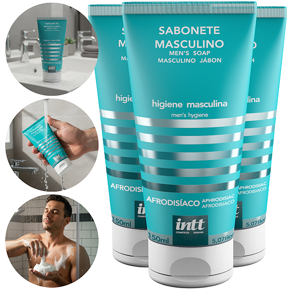 Sabonete Líquido Afrodisíaco Masculino intt 150ml - Kit 3 und