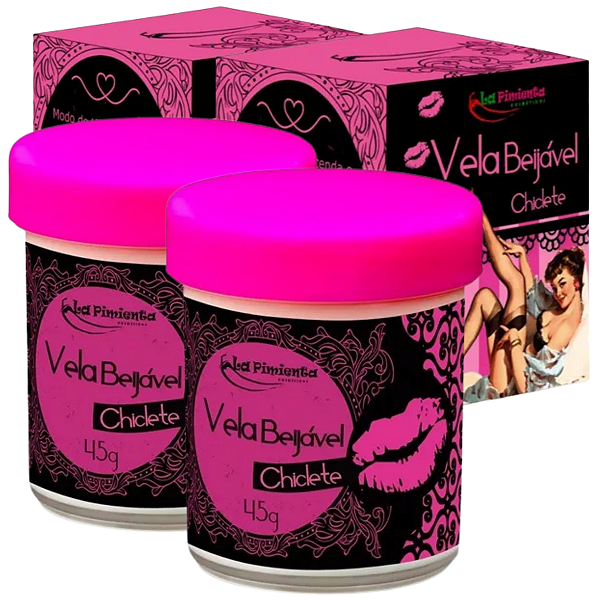 Vela Beijável Chiclete La Pimienta Óleo de Massagem 45g - Kit 2 und