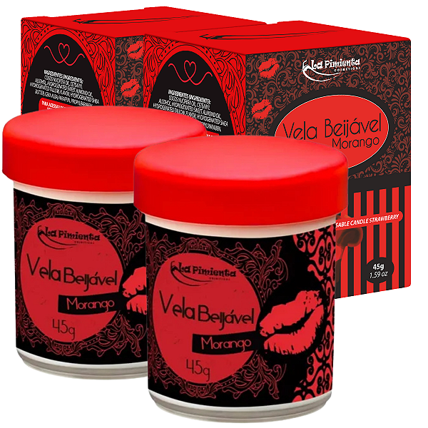 Vela Beijável Morango La Pimienta Óleo de Massagem 45g - Kit 2 und