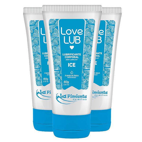 Love Lub Lubrificante Corporal Ice La Pimienta 60g - Kit 3 und