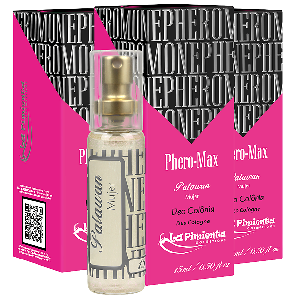 Deo Colônia Feminina Phero-Max La Pimienta Palawan 15ml - Kit 3 und