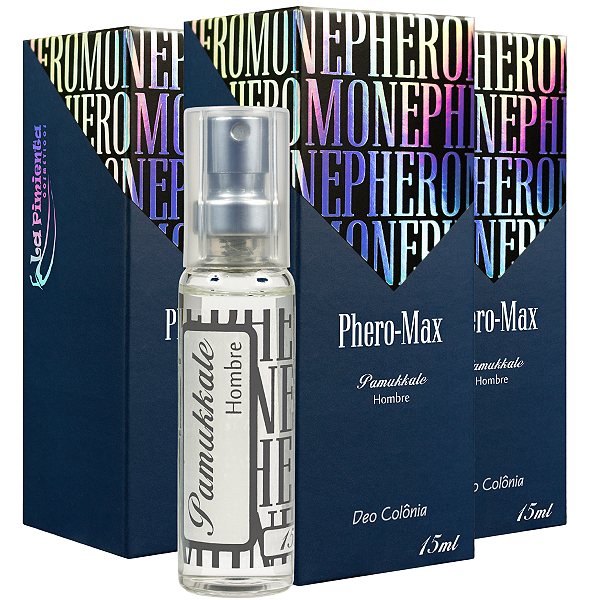 Deo Colônia Phero-Max Masculino La Pimenta Pamukkale 15ml - Kit 3 und