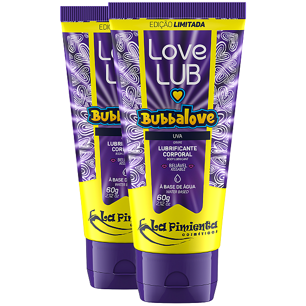 Love Lub Bubbalove Lubrificante Corporal Uva La Pimienta 60g - Kit 2 und