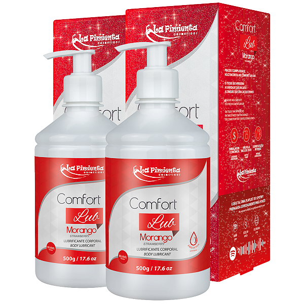 Confort Lub Lubrificante Beijável Morango La Pimienta 500g - Kit 2 und