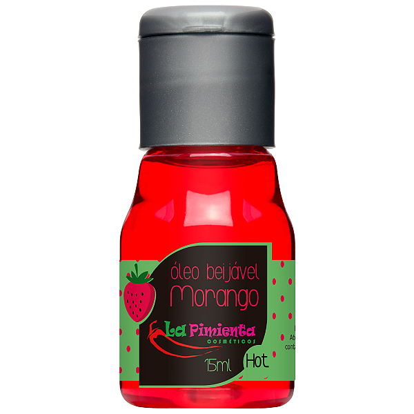 Óleo de Massagem Sensual Beijável Morango Hot La Pimienta 15ml