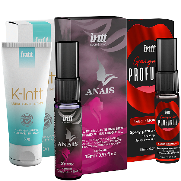 Kit Sensações - Spray Anais 17ml + K-Intt Lubrificante 50g + Spray Garganta Profunda 15ml Intt