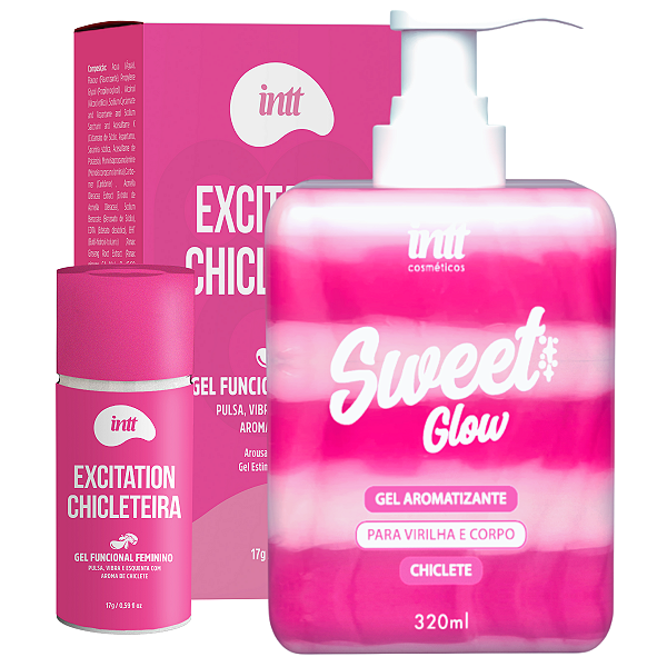 Kit Chicleteira - Gel Excitation 17g + Gel Hidratante Corporal Sweet Glow 320ml Intt Sabor Chiclete