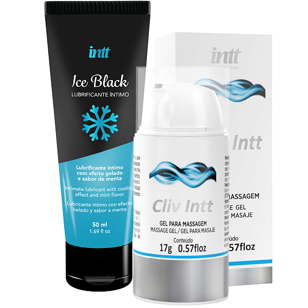 Kit Anal - Lubrificante Íntimo Ice Black Menta 50ml + Gel Para Massagem Cliv Dessensibilizante 17g Intt