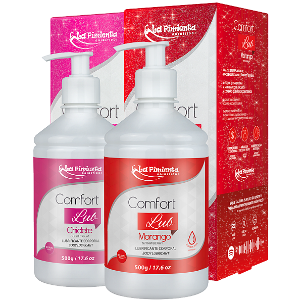Kit Comfort Lub - Lubrificantes Beijáveis Morango + Chiclete La Pimienta 500g
