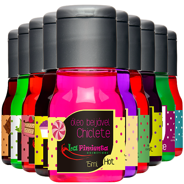 Kit Óleos de Massagem Sensual Sabores Beijáveis Hot e Ice La Pimienta 15ml - Kit 10 und
