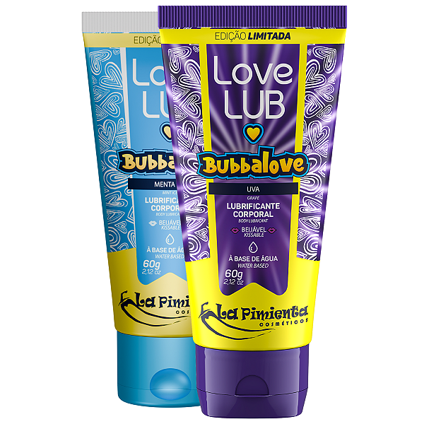 Kit Love Lub Lubrificante Bubbalove Uva + Bubbalove Menta Ice La Pimienta 60g