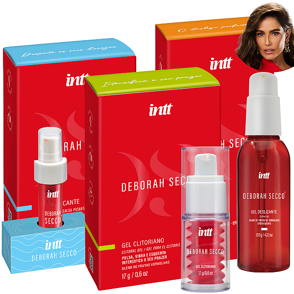Kit Deborah Secco - Gel Clitoriano 17g + Gel Deslizante 120g + Calda Beijável Quente Frutas Vermelhas Intt