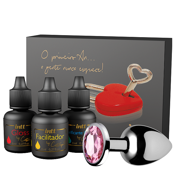 Kit Primeiro Anal - Kit Box 3 em 1 Primeiro Anal Intt Gloss Facilitador Lubrificante 24ml + Plug P