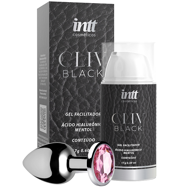 Kit Conforto Anal - Cliv Black Gel Facilitador 17g Intt + Plug P