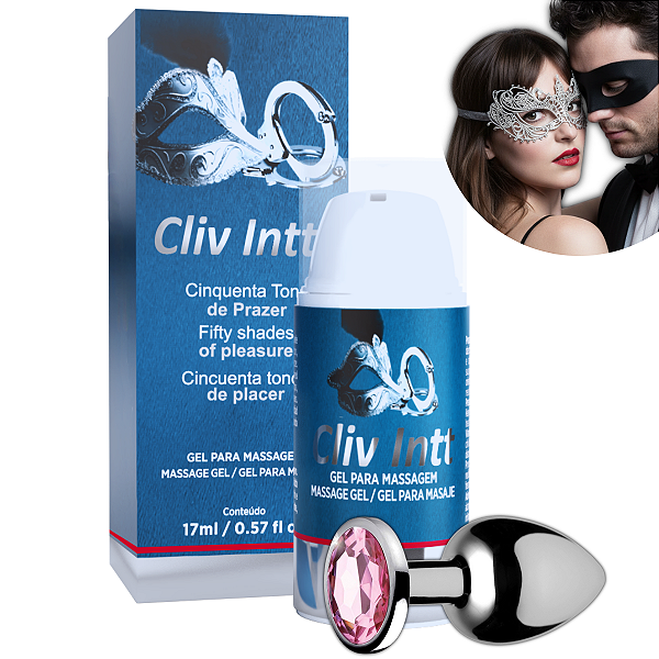 Kit 50 Tons de Anal - Gel Cliv 50 Tons de Prazer Dessensibilizante Suave Intt 17ml + Plug P de Luxo