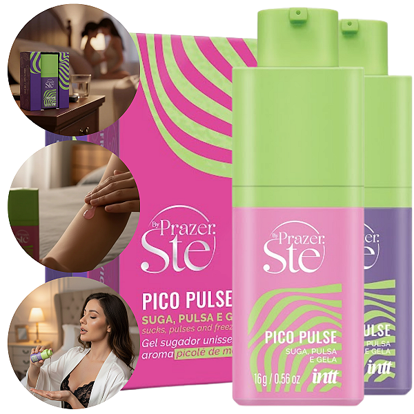 Kit Pico Pulse Intt Gel Estimulante Gela Suga e Pulsa Sabores Uva Verde + Melancia 16g