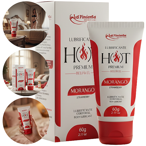 Lubrificante Hot Premium La Pimienta 60g Sabor Morango