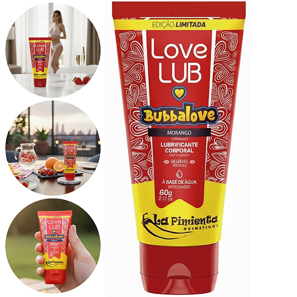 Lubrificante Love Lub Bubbalove La Pimienta 60g Sabor Morango