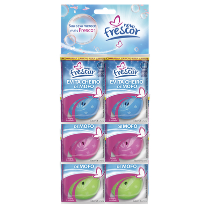Evita Cheiro de Mofo Com 6 unidades de 20g Fragrâncias Variadas Novo Frescor