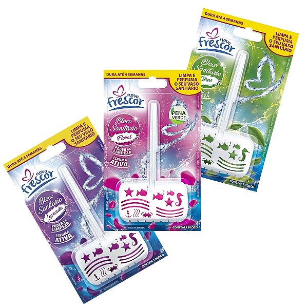 Bloco Sanitário c/ Suporte 30g Diversos Aromas Novo Frescor
