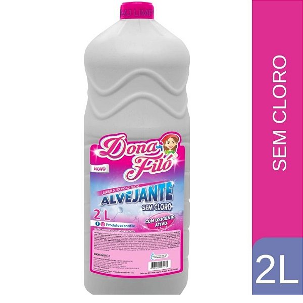Alvejante Sem Cloro Oxigénio Ativo Tira Manchas Para Roupas Coloridas 2L Dona Filó