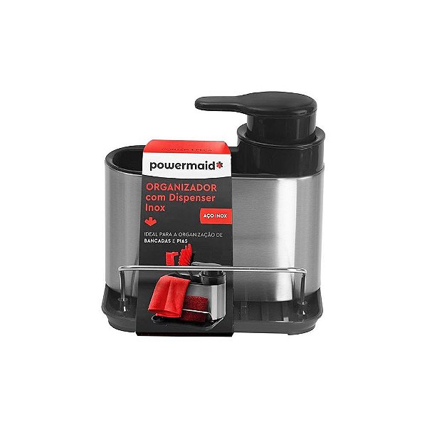 Organizador Com Dispenser Aço Inox Porta Detergente Com Base para Despejo de Água