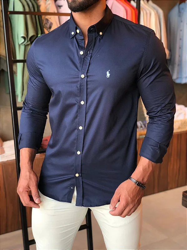 Camisa Ralph Lauren Masculina Azul Marinho
