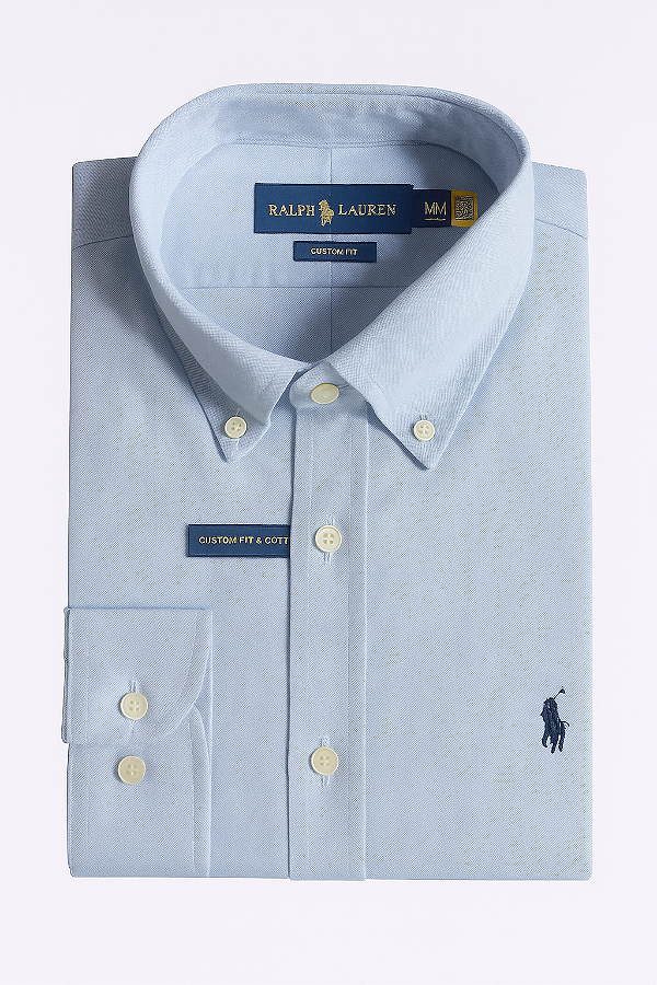 Camisa Oxford Ralph Lauren Masculina Cinza
