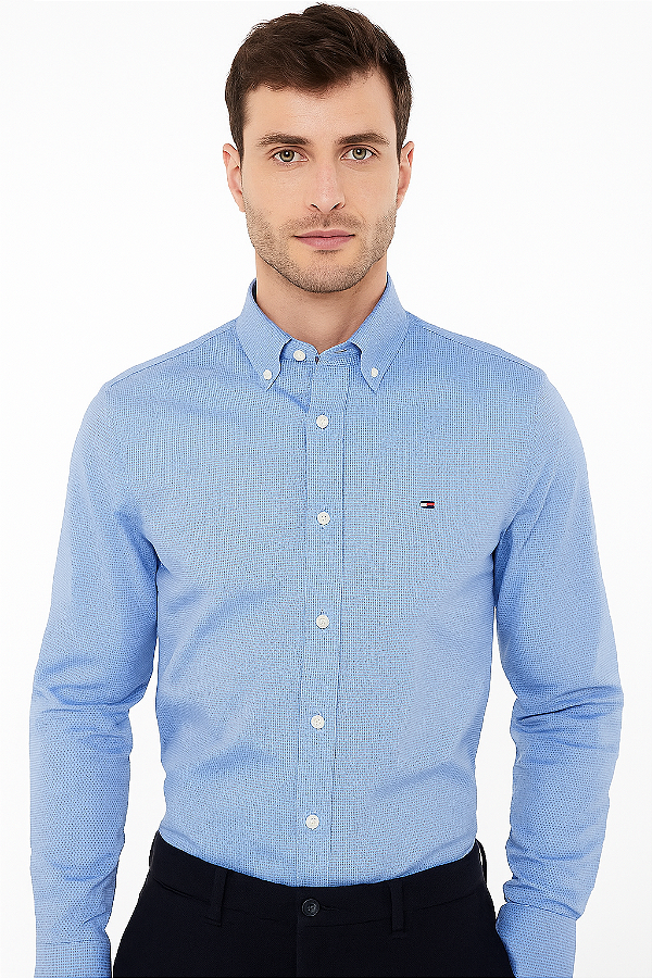 Camisa Oxford Tommy Hilfiger Masculina Azul