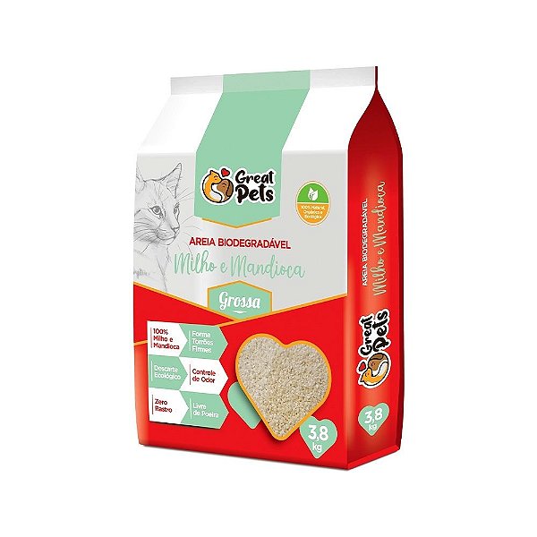 Areia Higiênica Great Pets Biodegradável Grossa 3,8 kg