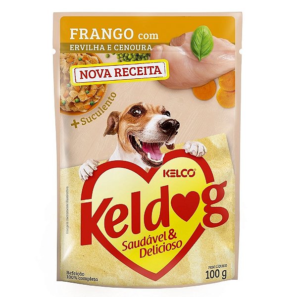 Ração Úmida Keldog Sachê Sabor Frango com Ervilha e Cenoura 100g