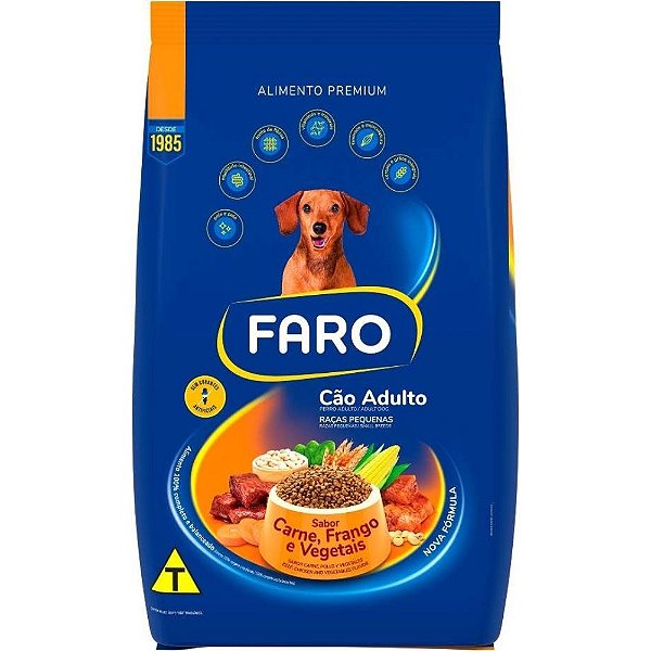 Ração Faro Cães Adultos Sabor Carne, Frango e Vegetais 15KG
