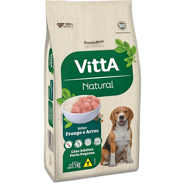 Ração VittA Natural Cães Adultos Porte Pequeno Frango & Arroz 15 Kg