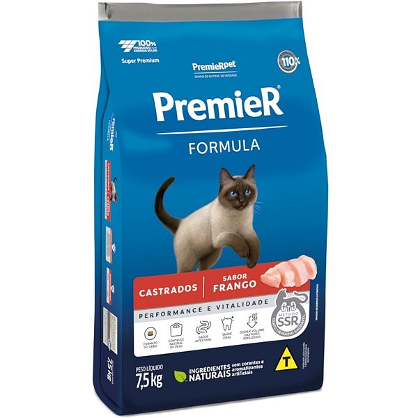 Ração PremieR Formula Gatos Castrados Sabor Frango 7,5Kg