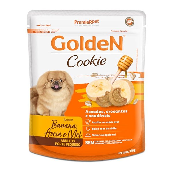 Cookie GoldeN Cães Adultos Porte Pequeno Sabor Banana, Aveia e Mel 350g