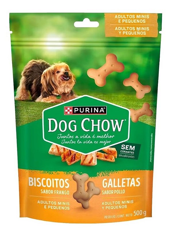 Biscoito Dog Chow Extra Life para Cães Adultos Porte Mini e Pequeno Sabor Frango