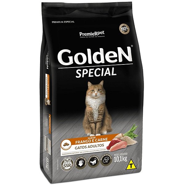 Ração GoldeN Gatos Adultos Special Sabor Frango e Carne 10,1Kg