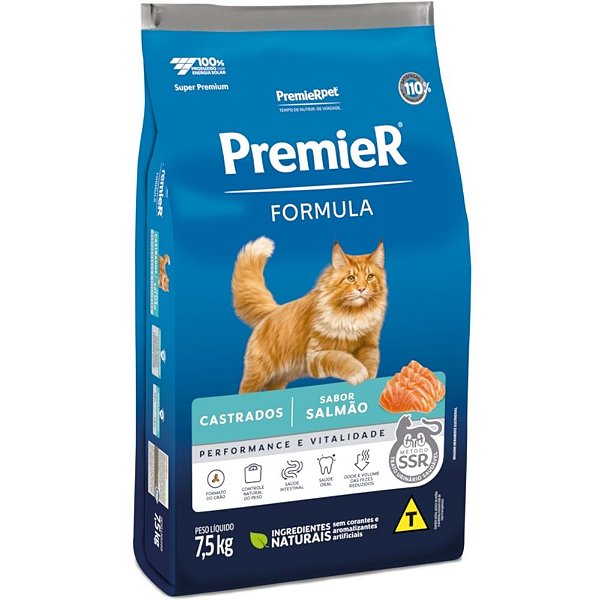 Ração PremieR Formula para Gatos Castrados Sabor Salmão 7,5Kg