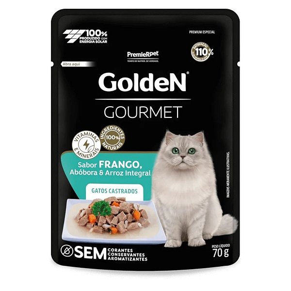 Ração Úmida GoldeN Gourmet Frango para Gatos Castrados