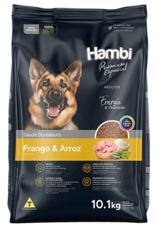 Ração Hambi Cães Adultos Sabor Frango e Arroz