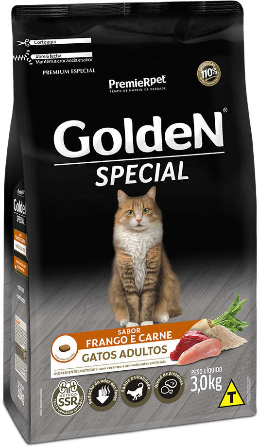 Ração GoldeN Gatos Adultos Special Sabor Frango e Carne 3kg