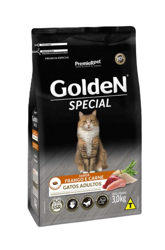 Ração GoldeN Gatos Adultos Special Sabor Frango e Carne 3kg